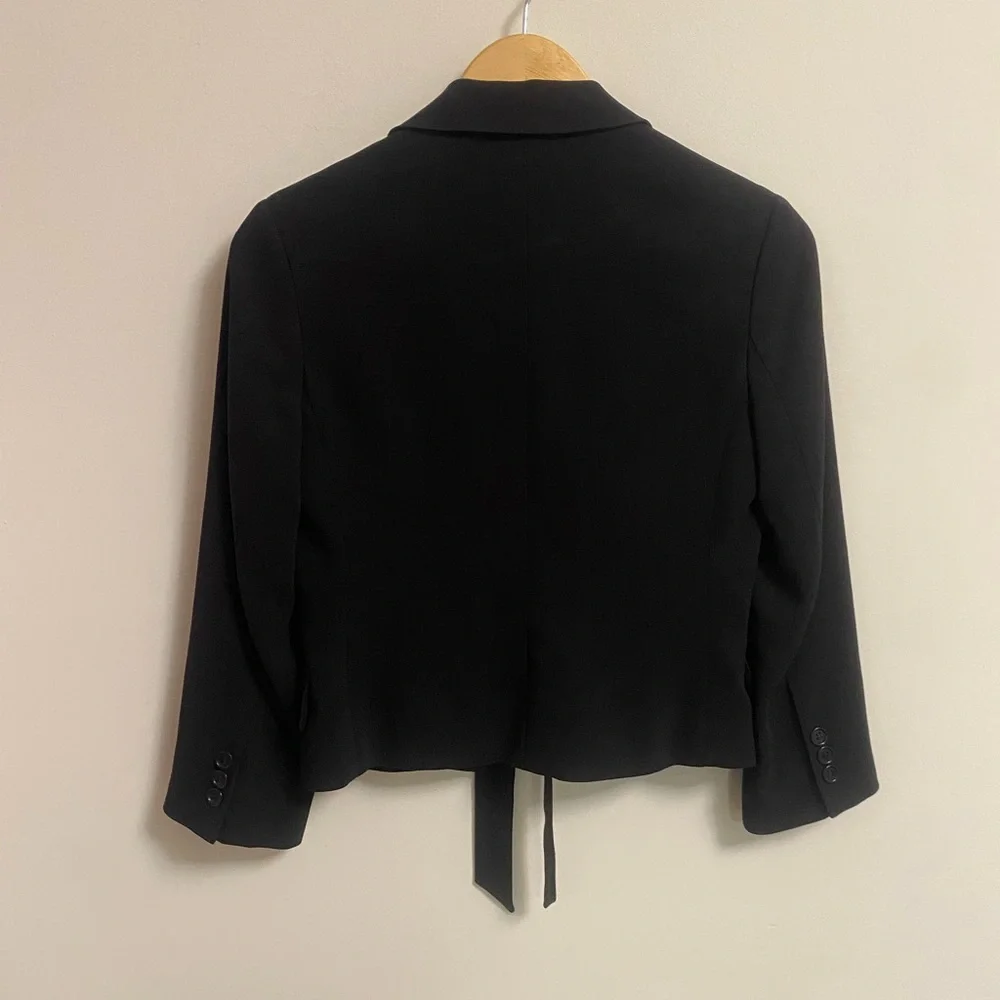 BCBGMaxAzria Black Blazer Cropped Self Tie Jacket XS - Picture 6 of 6